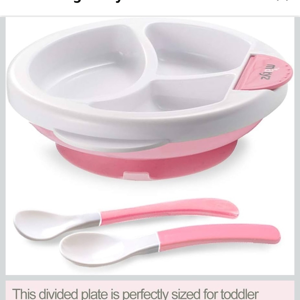 Set of 2 Matyz baby feeding suction warm plate and spoons PINK - Picture 5 of 5